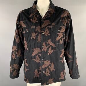 BILLY REID Size XXL Black Brown Floral Cotton Chore Long Sleeve Shirt